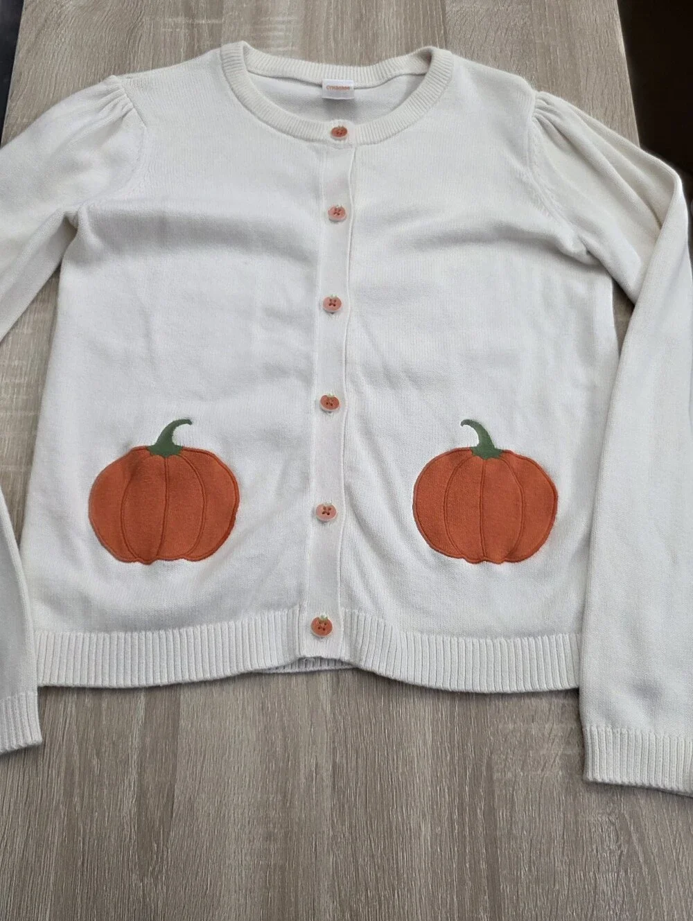 Gymboree Girls Cream Cardigan Sweater with Orange Pumpkin Patches Size 12